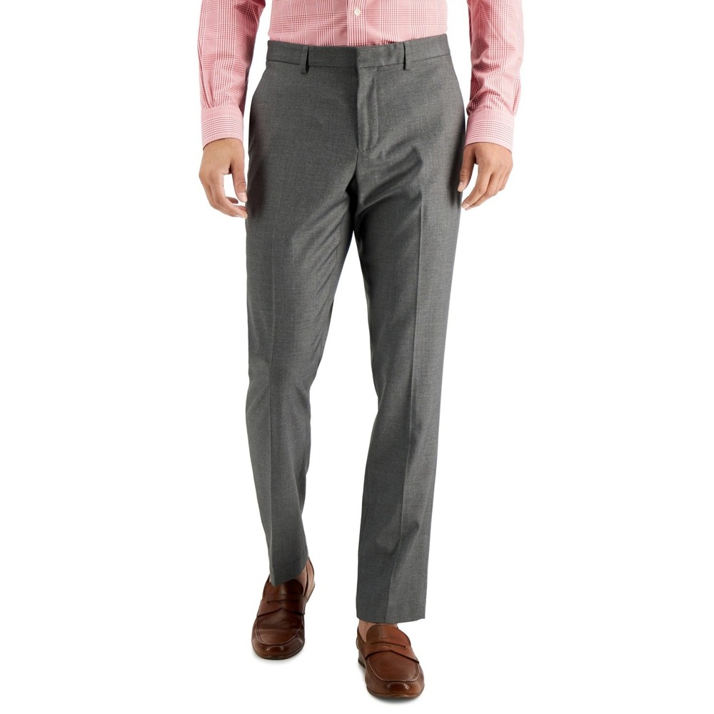 Perry Ellis Slim No-Iron Stretch Performance Dress Pants Mens 36x29 Gray